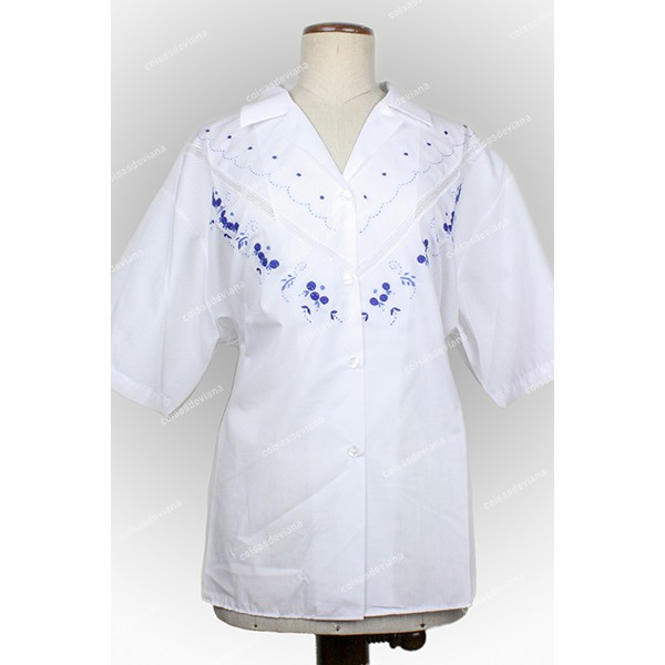 VIANA EMBROIDERY BLOUSE WITH COLLAR AND SHORT SLEEVE