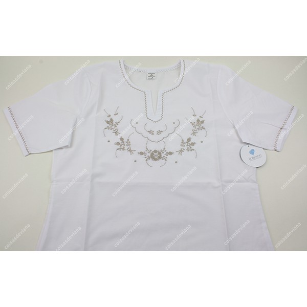 VIANA EMBROIDERY BLOUSE WITHOUT COLLAR SHORT SLEEVE