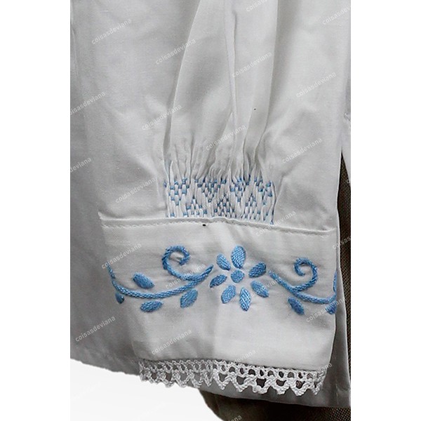 COTTON SHIRT WITH BABY BLUE RICH EMBROIDERY AND LACE