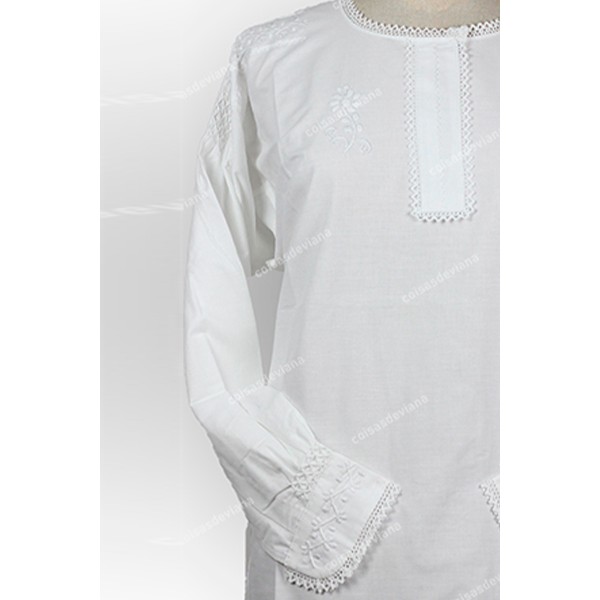 COTTON SHIRT WITH SIMPLE WHITE EMBROIDERY WITH LAC...