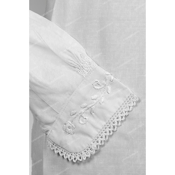COTTON SHIRT WITH WHITE RICH EMBROIDERY AND LACE