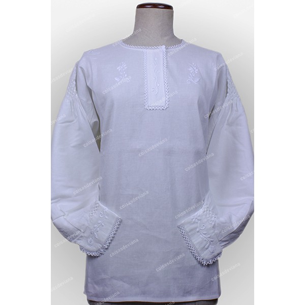 HALF LINEN SHIRT VIANA EMBROIDERY AND LACE FOR SUNDAY COSTUME