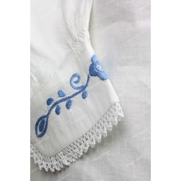 LINEN SHIRT BLUE BABY EMBROIDERY AND LACE FOR SUNDAY COSTUME