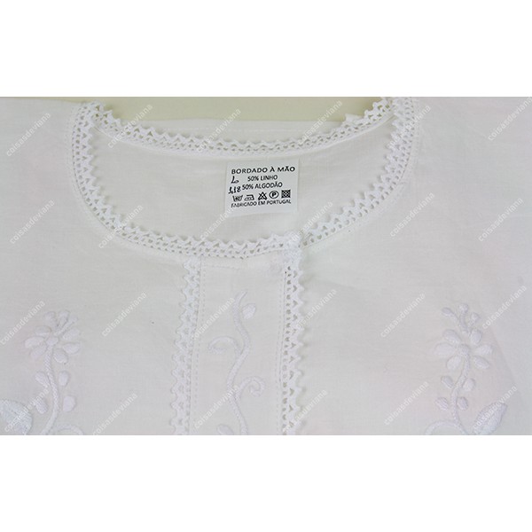 HALF LINEN SHIRT VIANA EMBROIDERY AND LACE FOR SUNDAY COSTUME