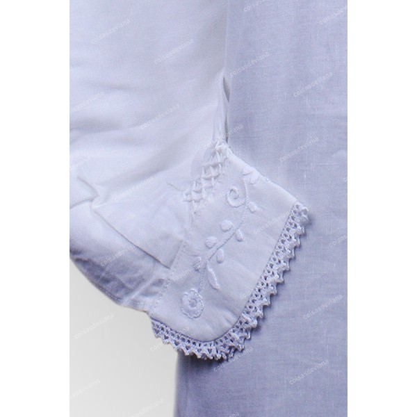 LINEN SHIRT WHITE EMBROIDERY AND LACE