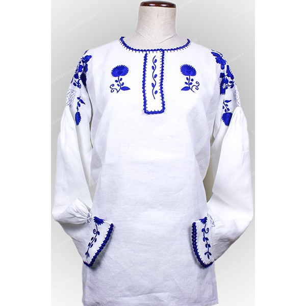 VIANESA SHIRT IN COTTON WITH BLUE RICH EMBROIDERY ...