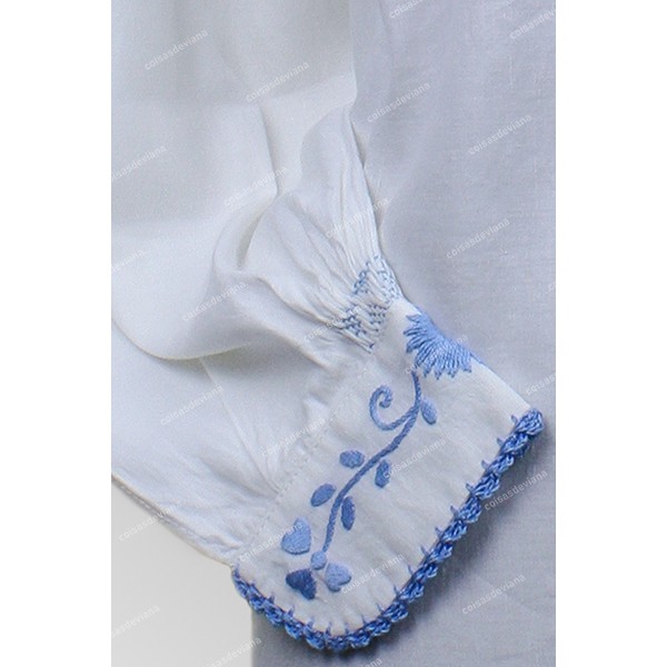 VIANESA SHIRT IN COTTON WITH BABY BLUE RICH EMBROIDERY FOR LAVRADEIRA COSTUME
