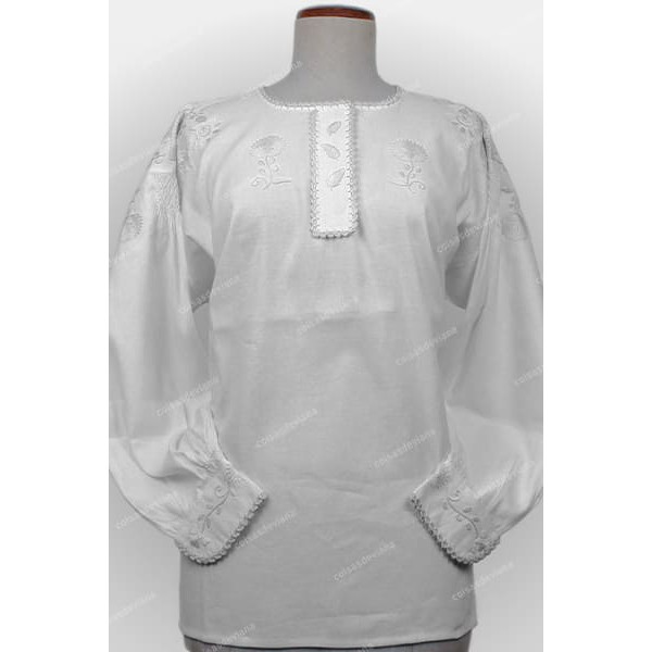 VIANESA SHIRT IN COTTON WITH WHITE RICH EMBROIDERY