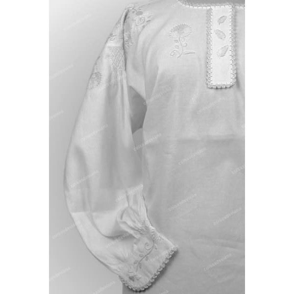 VIANESA SHIRT IN COTTON WITH WHITE RICH EMBROIDERY