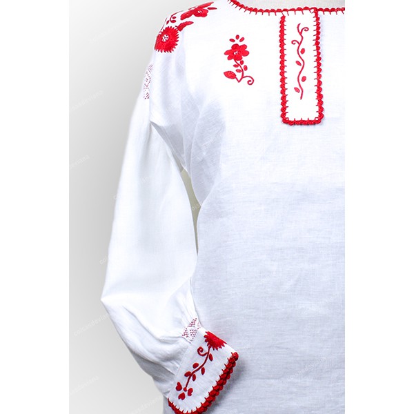 VIANESA SHIRT IN LINEN RED EMBROIDERY