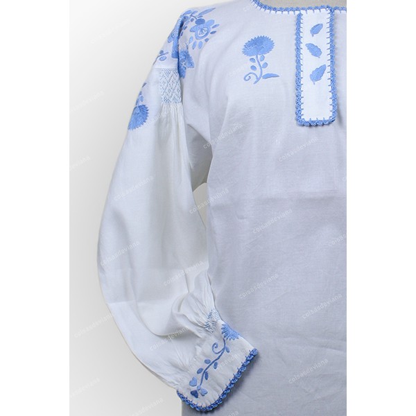 VIANESA SHIRT IN COTTON WITH BABY BLUE RICH EMBROI...