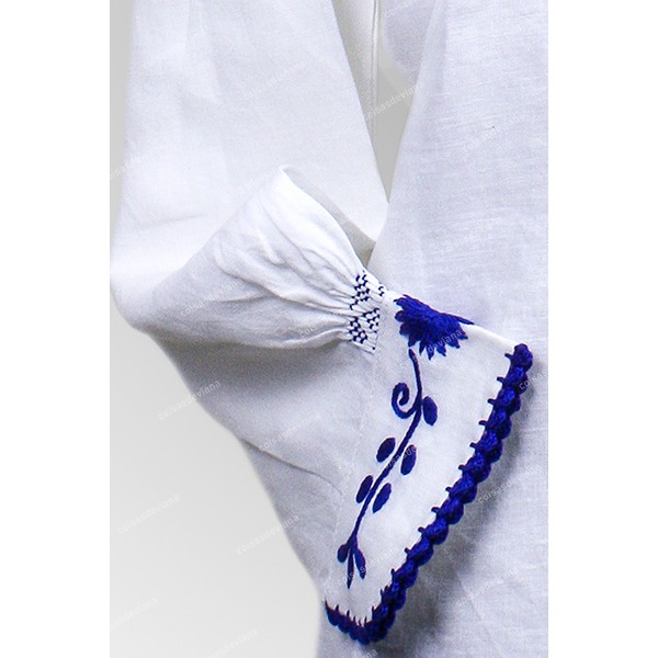 VIANESA SHIRT IN COTTON WITH BLUE RICH EMBROIDERY