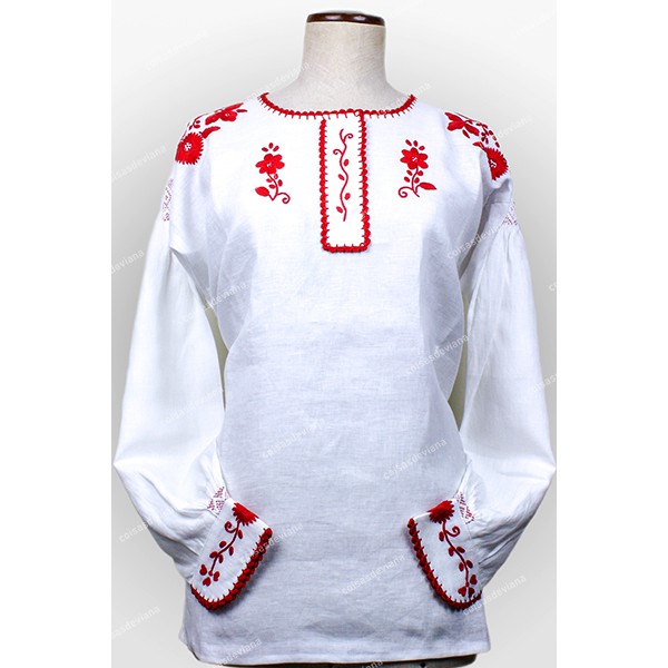 VIANESA SHIRT IN LINEN RED EMBROIDERY