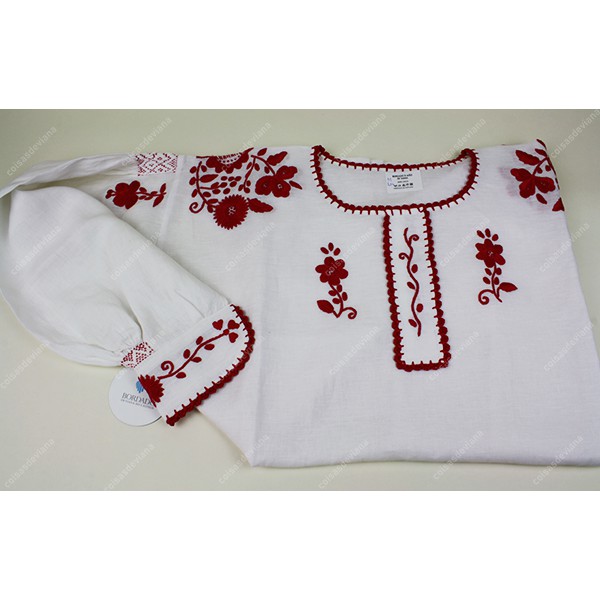 VIANESA SHIRT IN LINEN RED EMBROIDERY FOR LAVRADEIRA COSTUME