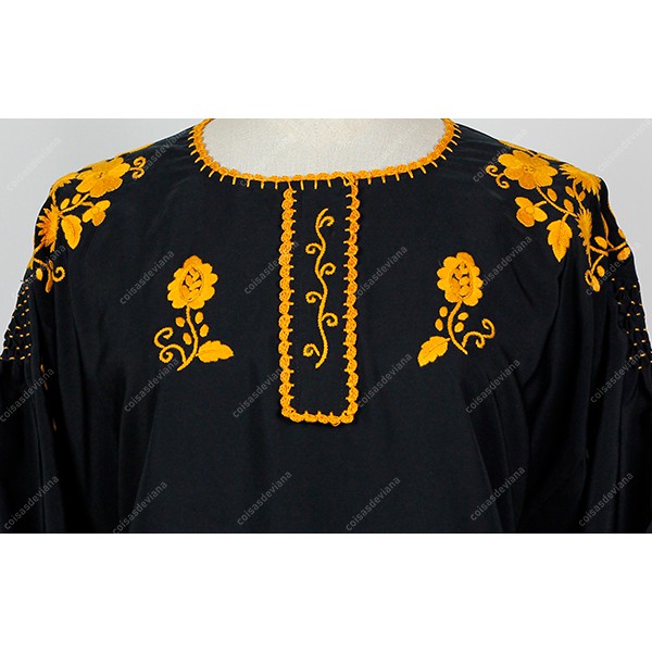 VIANESA SHIRT IN POLYESTER WITH GOLDEN EMBROIDERY AND COMBS