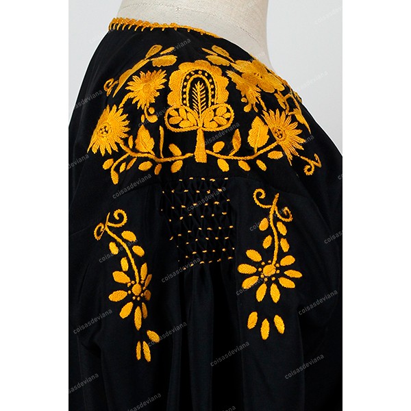 VIANESA SHIRT IN POLYESTER WITH GOLDEN EMBROIDERY AND COMBS
