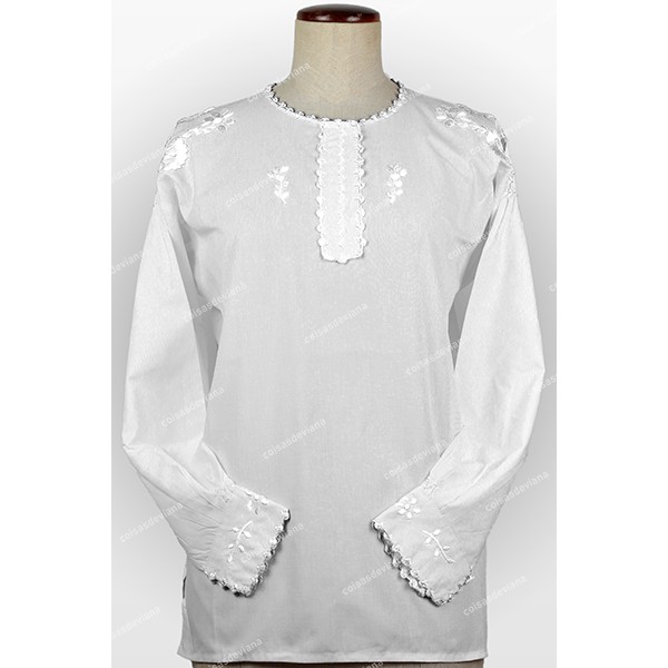 VIANESA SHIRT IN COTTON WITH WHITE SIMPLE EMBROIDERY