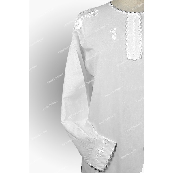 VIANESA SHIRT IN COTTON WITH WHITE SIMPLE EMBROIDE...