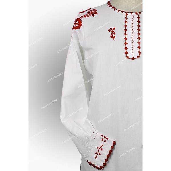 VIANESA SHIRT IN COTTON WITH RED SIMPLE EMBROIDERY...