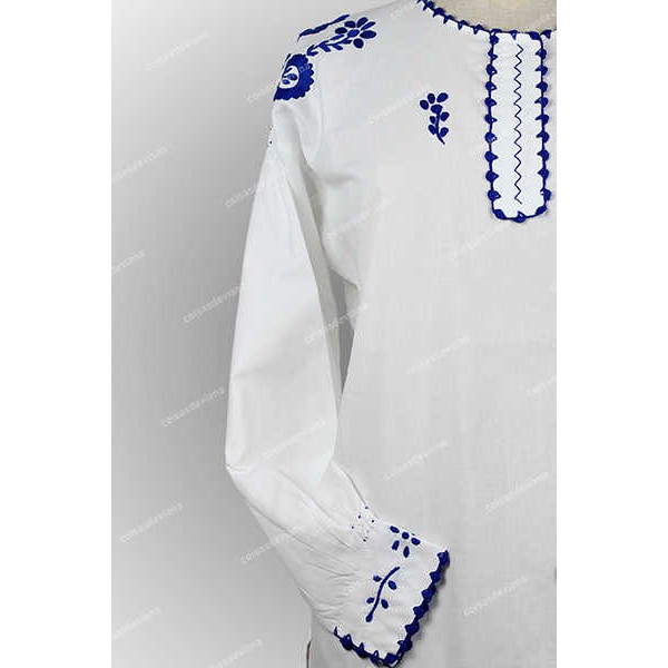 VIANESA SHIRT IN COTTON WITH SIMPLE BLUE EMBROIDERY FOR LAVRADEIRA COSTUME