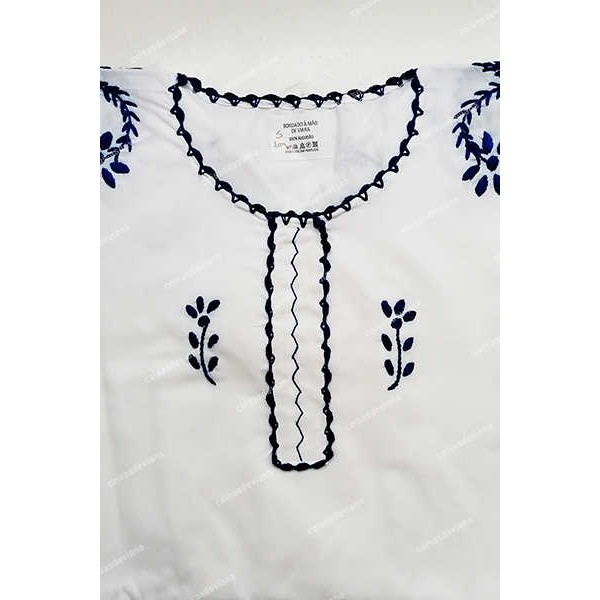 VIANESA SHIRT IN COTTON WITH BLUE EMBROIDERY