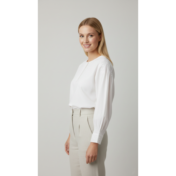 CAMISA VIANESA ALGODÃO BORDADO BRANCO