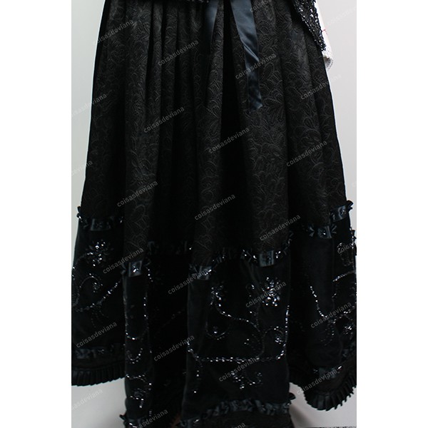 SKIRT FINE BROCADE AND VELVET WITH GLASS EMBROIDER...