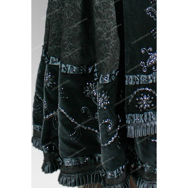 SKIRT FINE BROCADE AND VELVET WITH GLASS EMBROIDER...