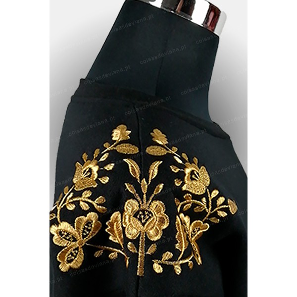 BLACK SWEATSHIRT WITH MACHINE GOLD VIANA EMBROIDERY