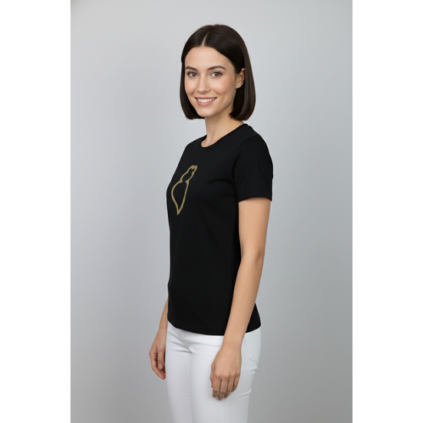 T-SHIRT PRETA CORAÇÃO VIANA ESTAMPADO