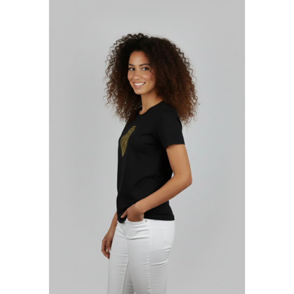 T-SHIRT PRETA CORACAO VIANA BORDADO MAQUINA