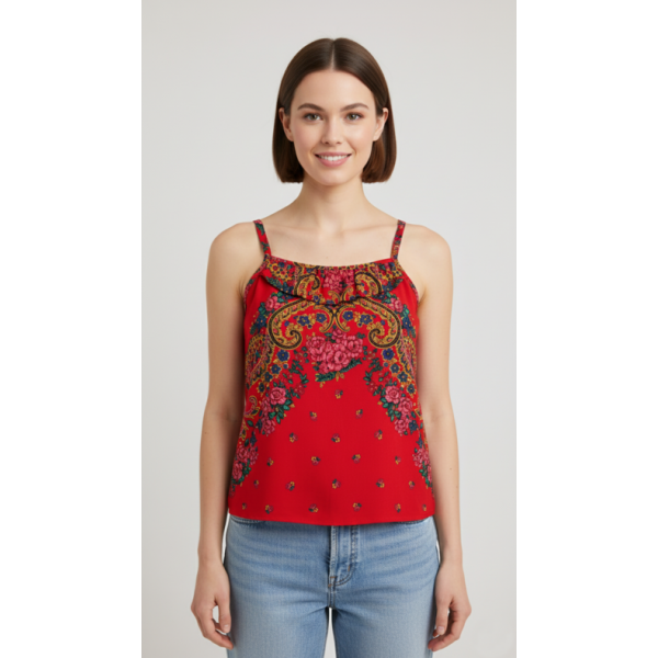 TUNICA LENÇO DE VIANA COM ALÇAS E FOLHO