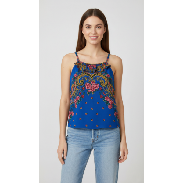 TUNICA LENÇO DE VIANA COM ALÇAS E FOLHO