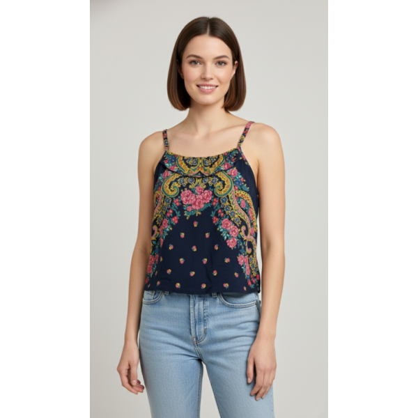 TUNICA LENÇO DE VIANA COM ALÇAS E FOLHO