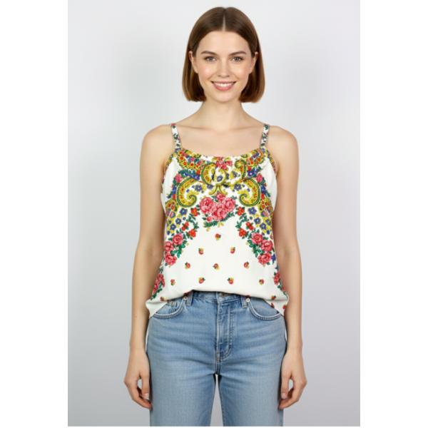 TUNICA LENÇO DE VIANA COM ALÇAS E FOLHO