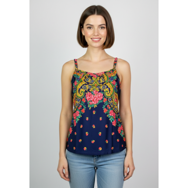 TUNICA LENÇO DE VIANA COM ALÇAS E FOLHO