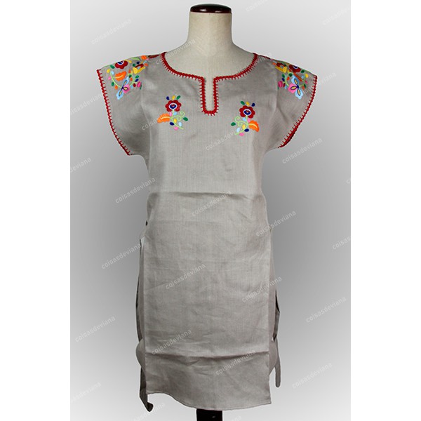 DRESS LINEN FABRIC EMBROIDERED BY MACHINE