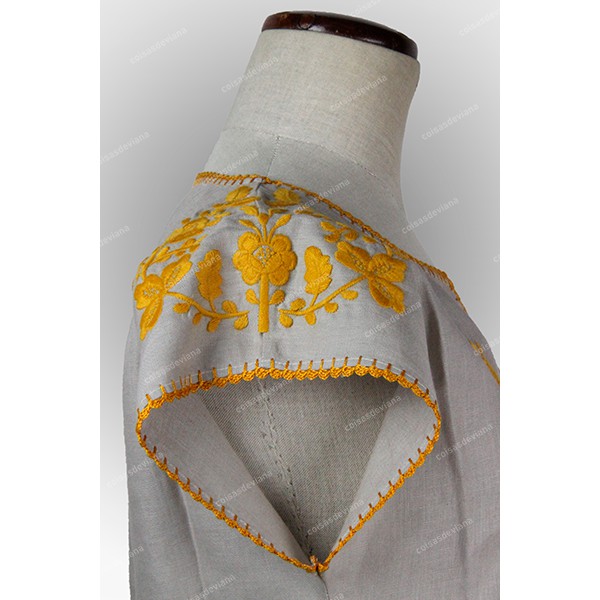 DRESS LINEN FABRIC EMBROIDERED BY MACHINE