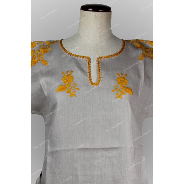 DRESS LINEN FABRIC EMBROIDERED BY MACHINE