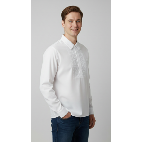 CAMISA REGIONAL ALGODAO BORDADO PONTO CRUZ BRANCO