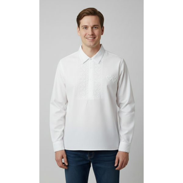 CAMISA REGIONAL ALGODAO BORDADO PONTO CRUZ BRANCO