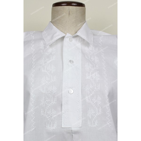CAMISA ALGODAO BORDADO PONTO CRUZ BRANCO