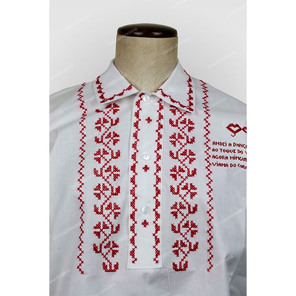 SHIRT IN LINEN EMBROIDERY IN CROSS STITCH AND RHYM...