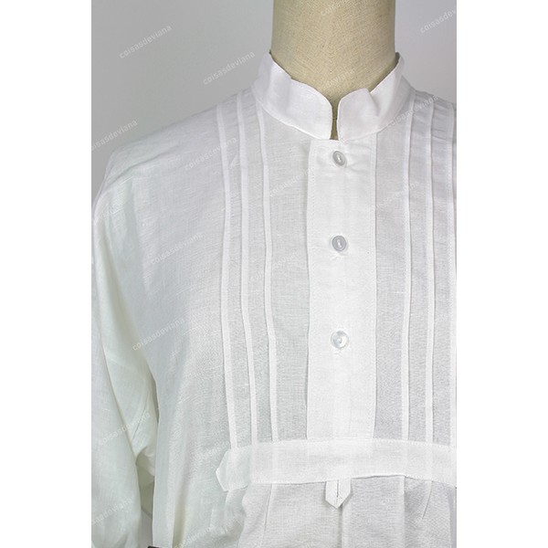 SHIRT IN HALF LINEN WITH RIBS AND WITHOUT EMBROIDE...