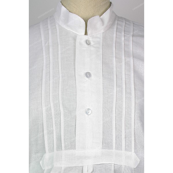 SHIRT IN HALF LINEN WITHOUT EMBROIDERY RIBBED FOR WORK COSTUME