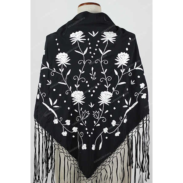 SHAWL WITH FRINGE HAND EMBROIDERED