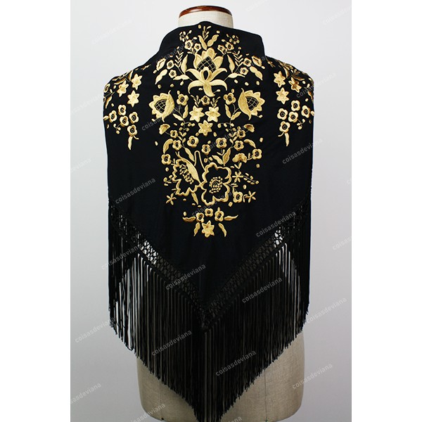 SHAWL WITH FRINGE RICH EMBROIDERED BY MACHINE